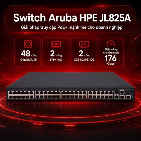 Switch Aruba HPE JL825A 5140 48G POE+ 2SFP+ 2XGT EI