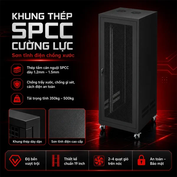 CHẤT LIỆU CẤU TẠO TỦ RACK 27U