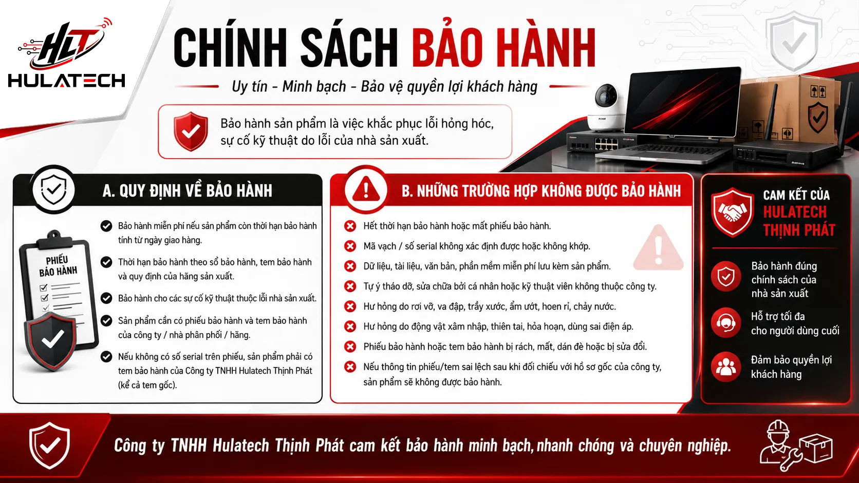CHÍNH SÁCH BẢO HÀNH TẠI HULATECH
