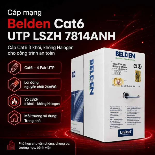 Cáp mạng Cat6 Belden 4 pair LSZH 7814ANH