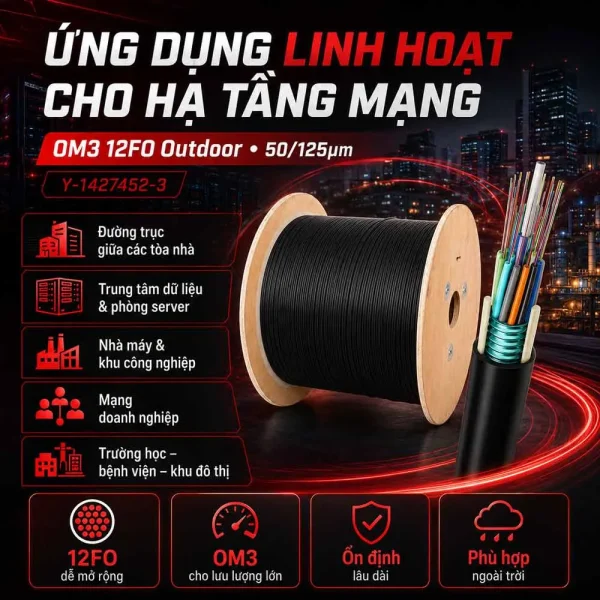 Cáp quang Commscope OM3 12FO Outdoor Y-1427452-3
