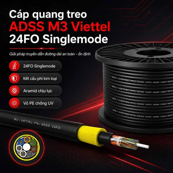 Cáp quang treo ADSS M3 Viettel 24FO Singlemode