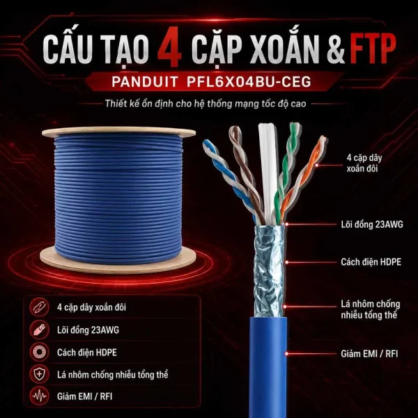 Dây cáp mạng Cat6A FTP PANDUIT PFL6X04BU-CEG