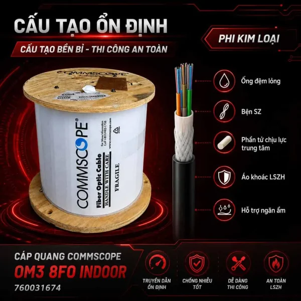 Cáp quang Commscope OM3 8FO Indoor 760031674