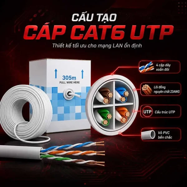 Cáp Mạng VinaLan Cat6 UTP 4 Đôi (305m/cuộn)