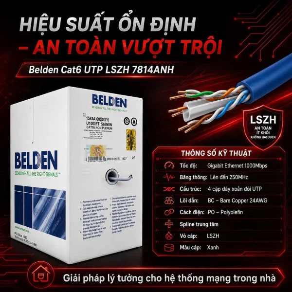 Cáp mạng Cat6 Belden 4 pair LSZH 7814ANH