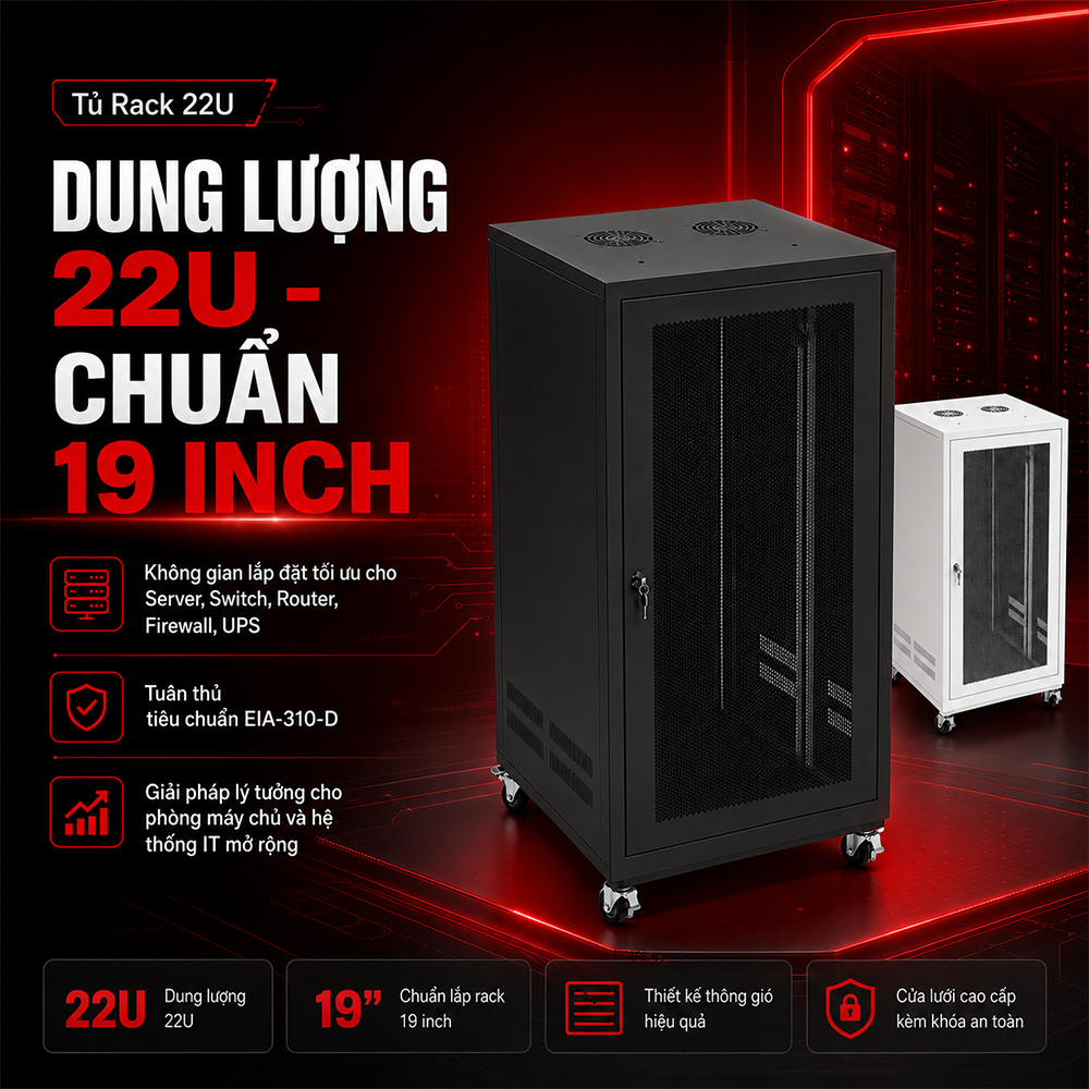 DUNG LƯỢNG TỦ RACK 22U