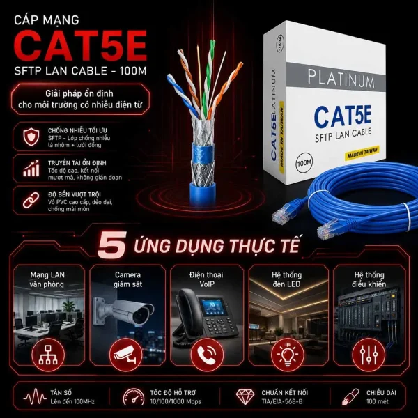 Cáp mạng Golden Link Cat5e SFTP 100m Plantinum P/N TW1102-100