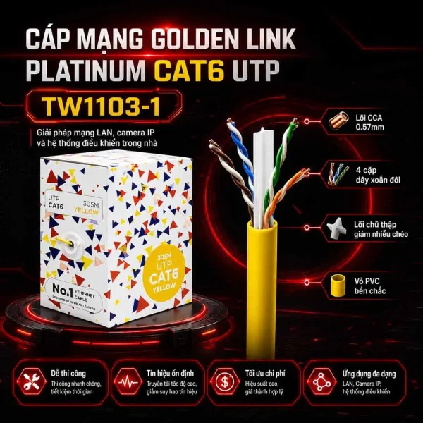 Cáp mạng Golden Link Platinum Cat6 UTP TW1103-1