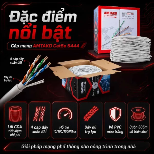 Cáp mạng AMTAKO Cat5e 5444