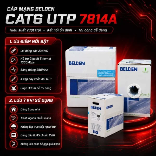 Cáp mạng Belden Cat6 UTP 7814A