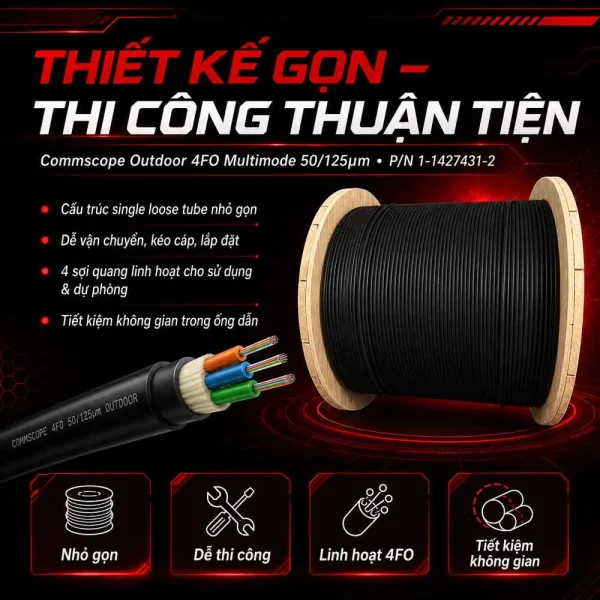 Cáp quang 4FO MultiMode 50/125µm Commscope outdoor 1-1427431-2
