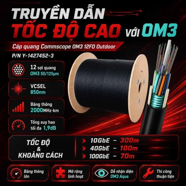 Cáp quang Commscope OM3 12FO Outdoor Y-1427452-3