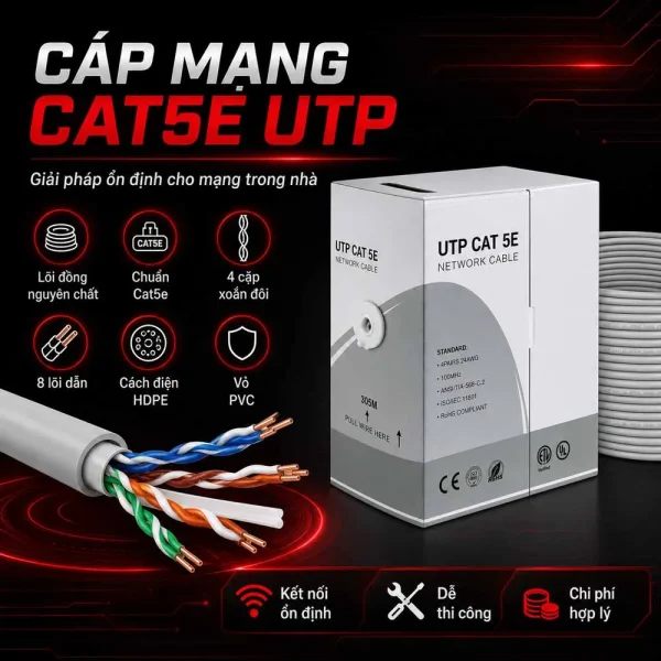 Cáp mạng Golden Link Cat5e UTP (đồng nguyên chất)