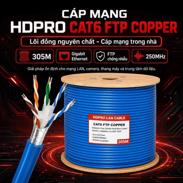 Cáp mạng HDPRO Cat6 FTP Đồng nguyên chất