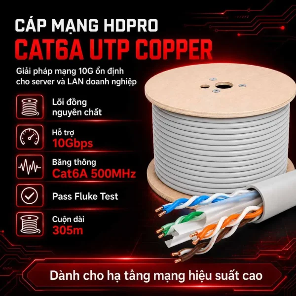 Cáp mạng HDPRO CAT6A UTP COPPER