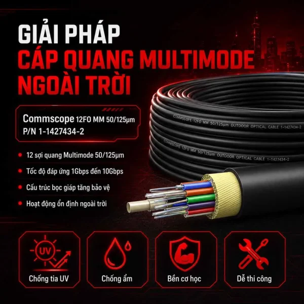 Cáp quang 12FO MultiMode 50/125µm Commscope outdoor 1-1427434-2