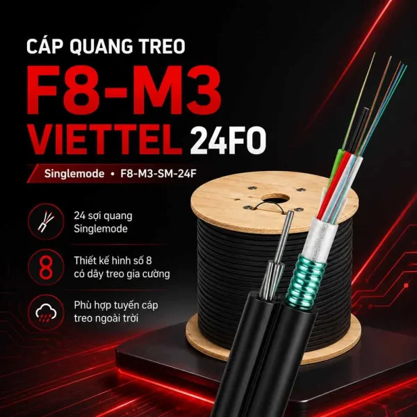 Cáp quang treo F8-M3 Viettel – 24Fo Singlemode – F8-M3-SM-24F