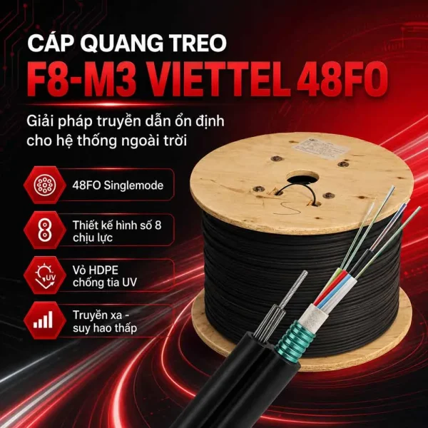 Cáp quang treo F8-M3 Viettel – 48Fo Singlemode – F8-M3-SM-48F