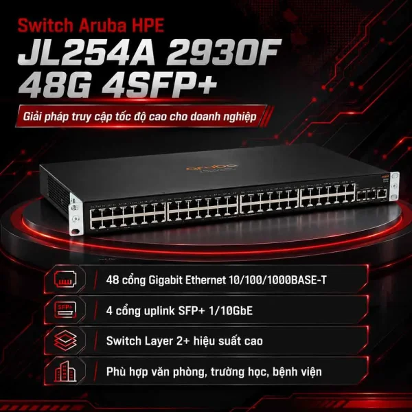 Switch Aruba HPE JL254A 2930F 48G 4SFP+