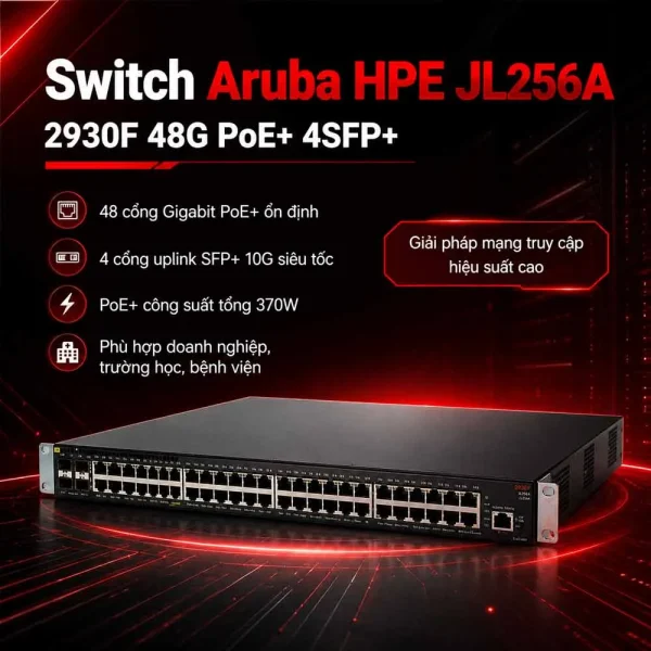 Switch Aruba HPE JL256A 2930F 48G PoE+ 4SFP+