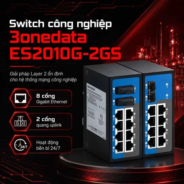 Switch 3onedata ES2010G-2GS 8 cổng Ethernet + 2 cổng quang