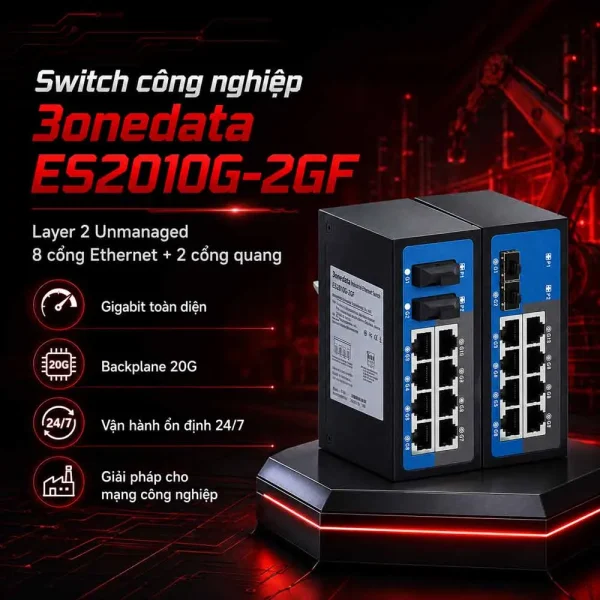 Switch 3onedata ES2010G-2GF 8 cổng Ethernet + 2 cổng quang