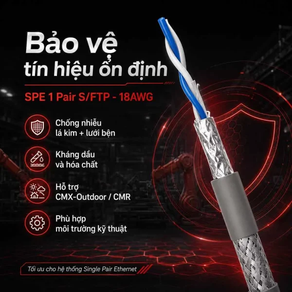 Cáp mạng Ethernet SPE PANDUIT 1 Pair S/FTP SP-SFCS1IG-CEG