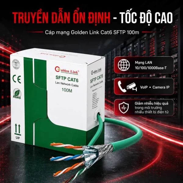 Dây cáp mạng Golden Link Platinum SFTP Cat6 TAIWAN TW1104-100