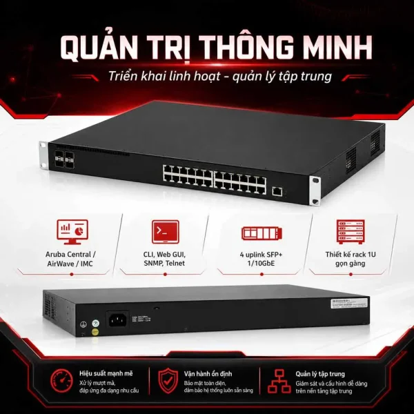 Switch Aruba HPE JL255A 2930F 24G PoE+ 4SFP+
