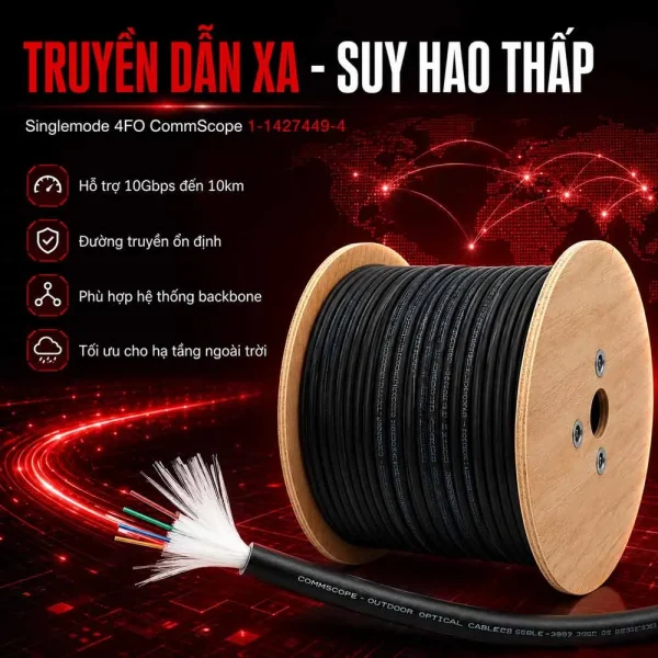 Cáp quang Single mode 4fo Commscope ngoài trời 1-1427449-4