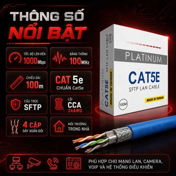 Cáp mạng Golden Link Cat5e SFTP 100m Plantinum P/N TW1102-100