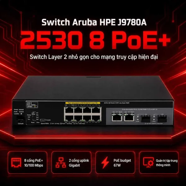 Switch Aruba HPE J9780A 2530 8 PoE+