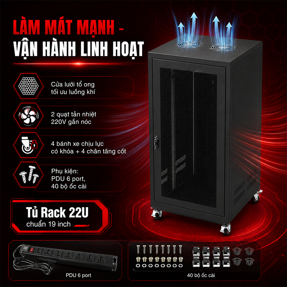 LUỐNG GIÓ TỦ RACK 22U