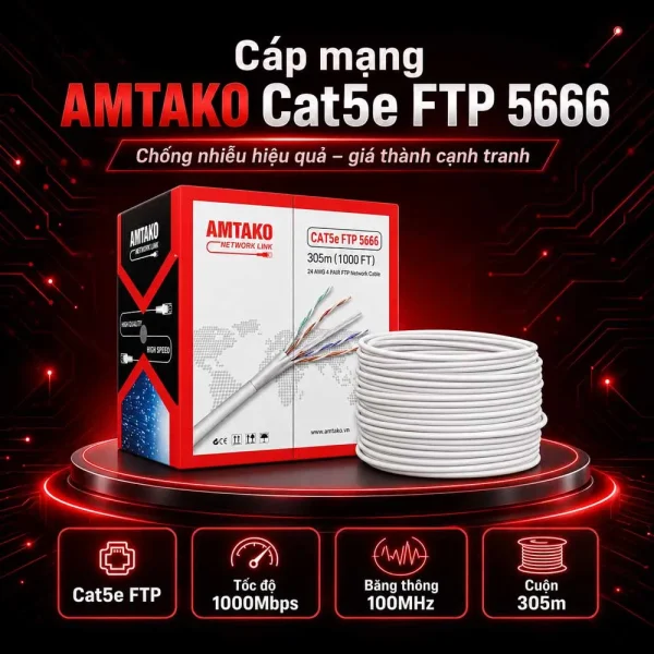 Cáp mạng AMTAKO Cat5e FTP 5666