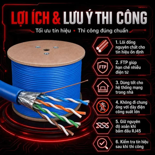 Cáp mạng Cat5e FTP HDPRO Copper đồng nguyên chất