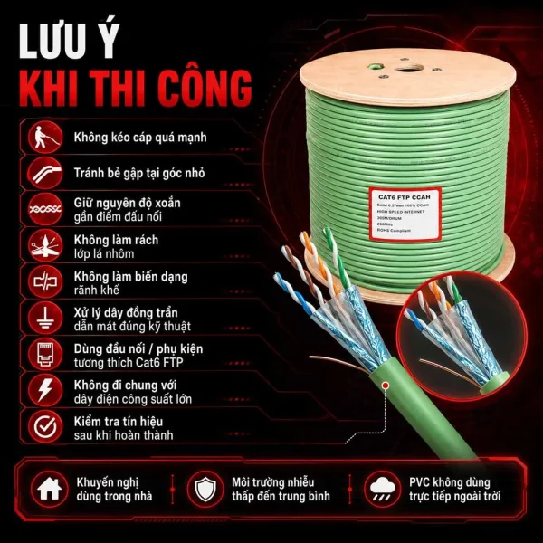 Cáp mạng HDPRO Cat6 FTP CCAH hợp kim đồng