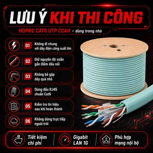 Cáp mạng HDPRO CAT6 UTP CCAH Hợp Kim Đồng