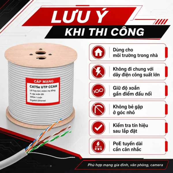 Cáp mạng HQ Cat5e UTP CCAH lõi hợp kim