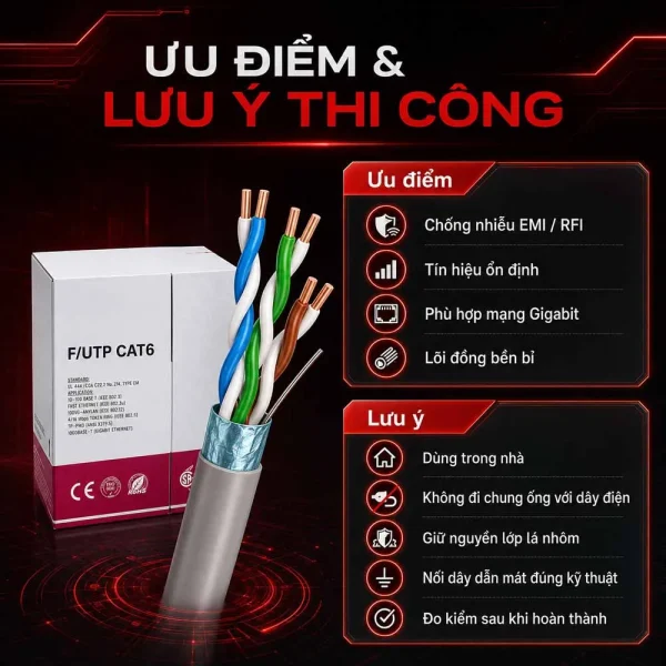 Cáp mạng Golden Link plus Cat6 F/UTP 2-00104TW (Đồng nguyên chất)