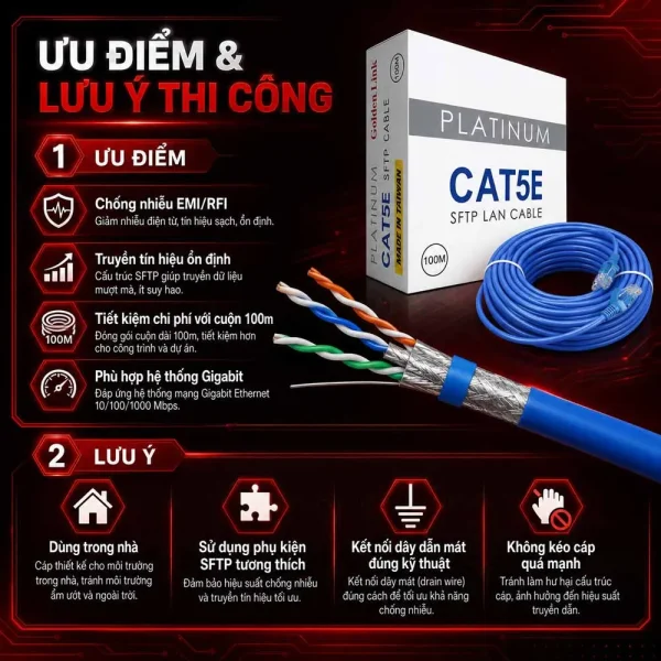 Cáp mạng Golden Link Cat5e SFTP 100m Plantinum P/N TW1102-100