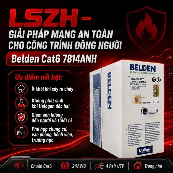Cáp mạng Cat6 Belden 4 pair LSZH 7814ANH
