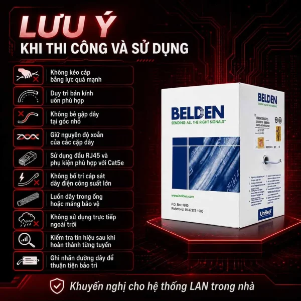 Cáp mạng Belden Cat5e UTP 4 Pair 24 AWG YJ55169 008U1000