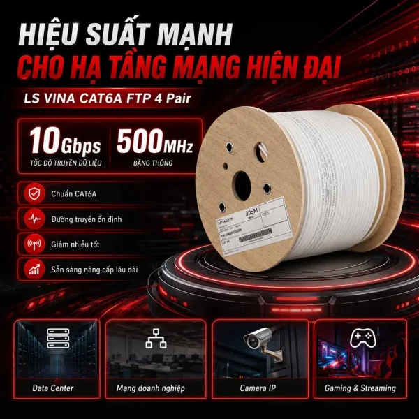Cáp mạng LS CAT6A FTP 4 Pair FTP-A-C6G-E1VN-M 0.5X004P/WH