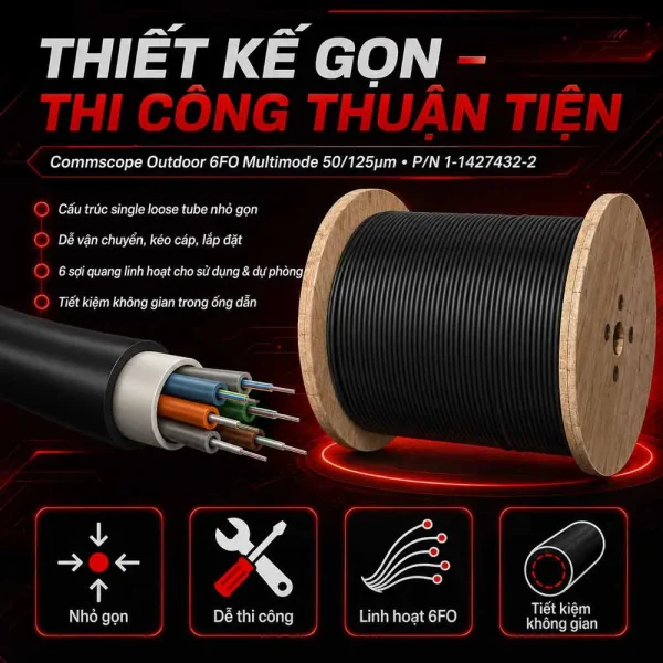 Cáp quang 6FO MultiMode 50/125µm Commscope outdoor 1-1427432-2
