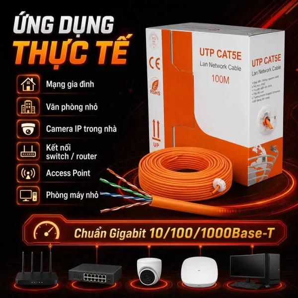 Cáp mạng Golden Link Cat5e UTP 100m Plantinum TW1101-100 (màu cam)