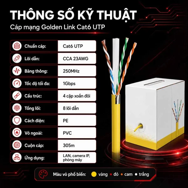 Dây cáp mạng Golden Link Cat6 UTP