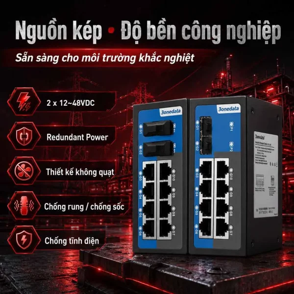 Switch 3onedata ES2010G-2GF 8 cổng Ethernet + 2 cổng quang