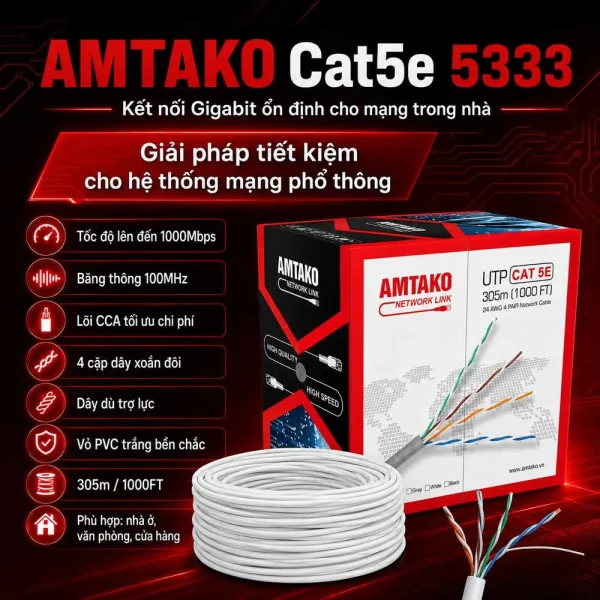 Cáp mạng AMTAKO Cat5e 5333