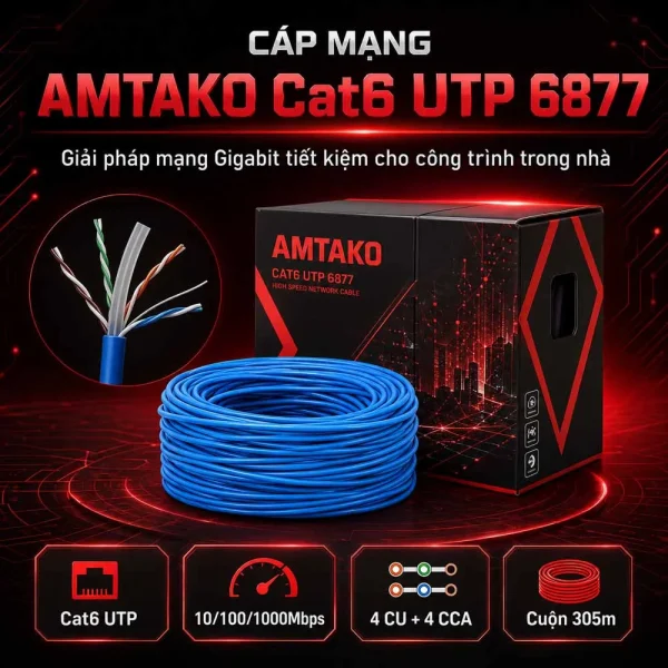 Cáp mạng AMTAKO Cat6 UTP 6877